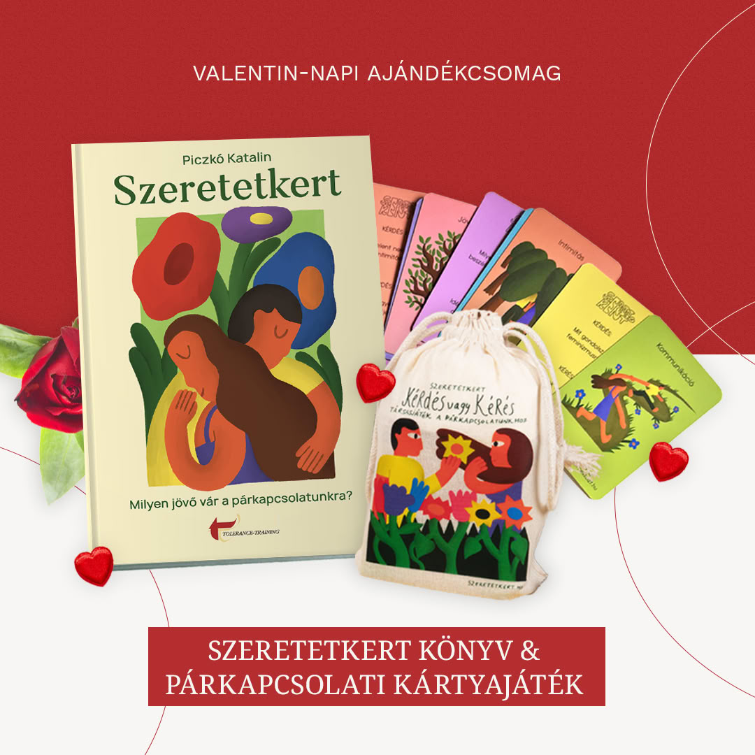 Szeretetkert könyv és kártya valentin napi csomag